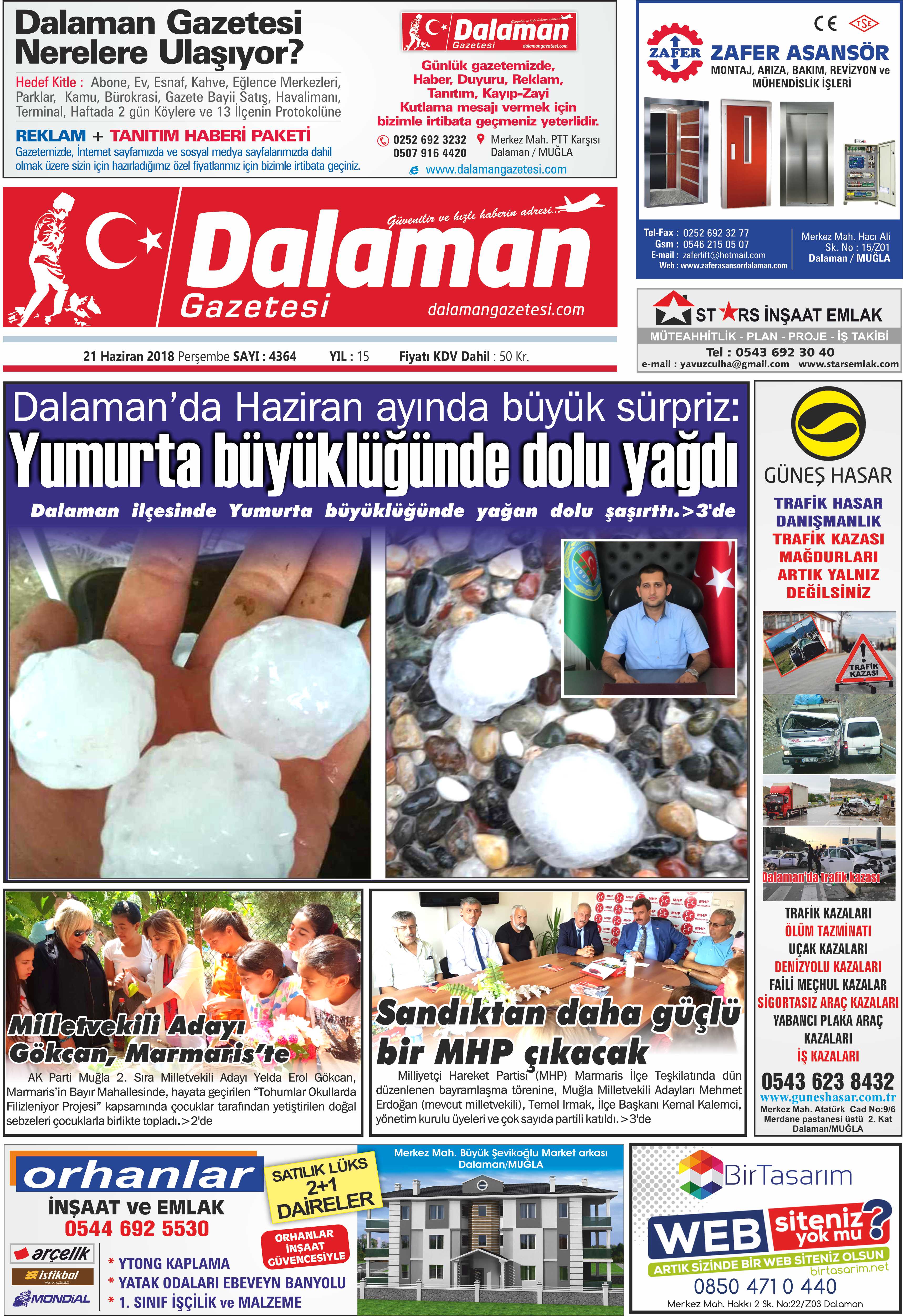 21.06.2018 0 - Dalaman Gazetesi'nden haber başlıkları